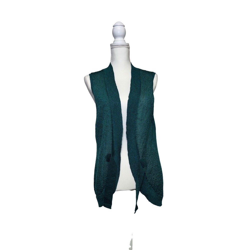 Jerry Lewis Emerald Green Sleeveless Cardigan Women's Size Medium
